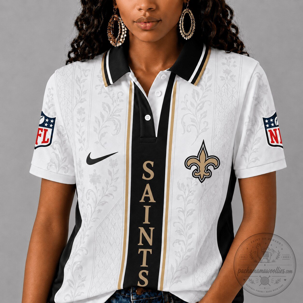 New Orleans Saints | Premium NFL Floral Elegance Polo Shirt NY