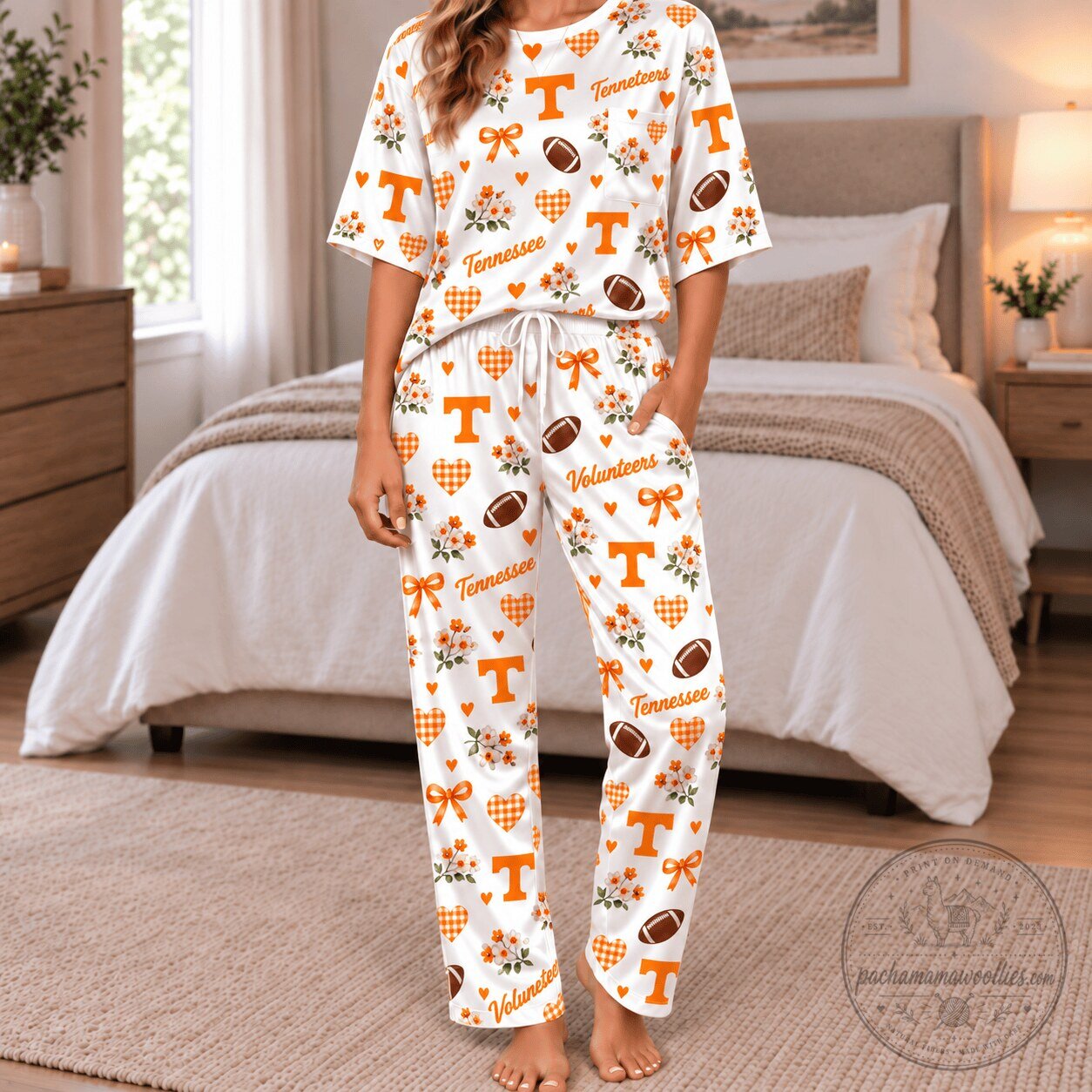 Tennessee Volunteers Football Pattern Pajamas Set for Women