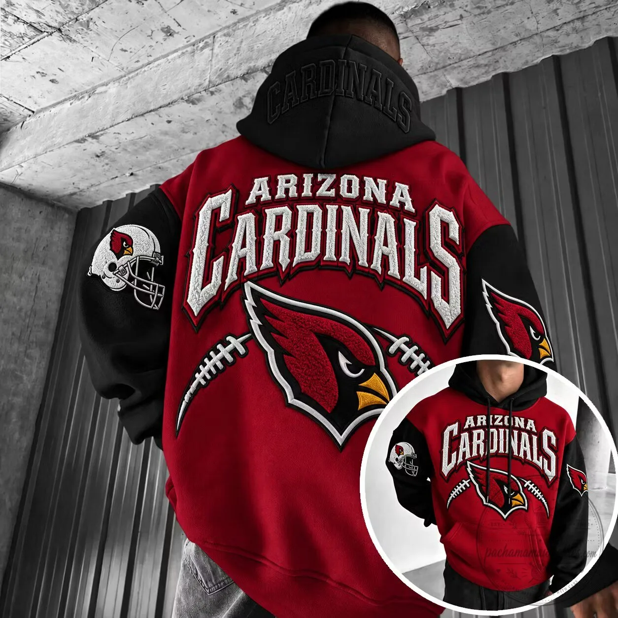 Arizona Cardinals Football Team Logo Red and Black Hoodie