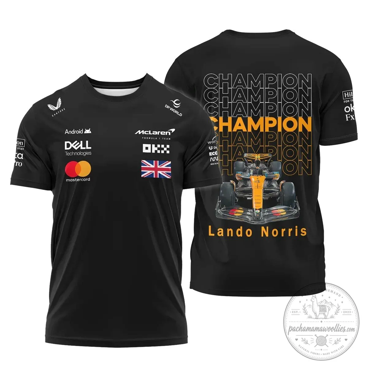 Lando Norris McLaren Formula 1 Racing Champion Black T-Shirt