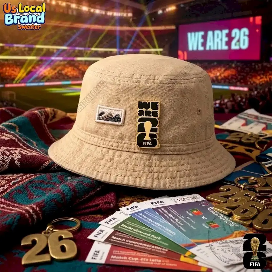 FIFA World Cup 2026 We Are 26 Logo Beige Bucket Hat