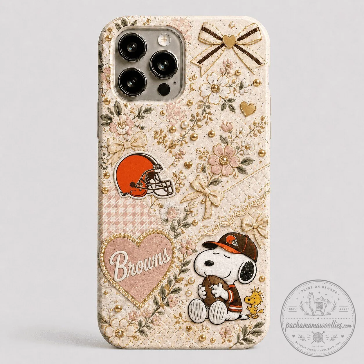Cleveland Browns Football Snoopy Floral Cute iPhone Case
