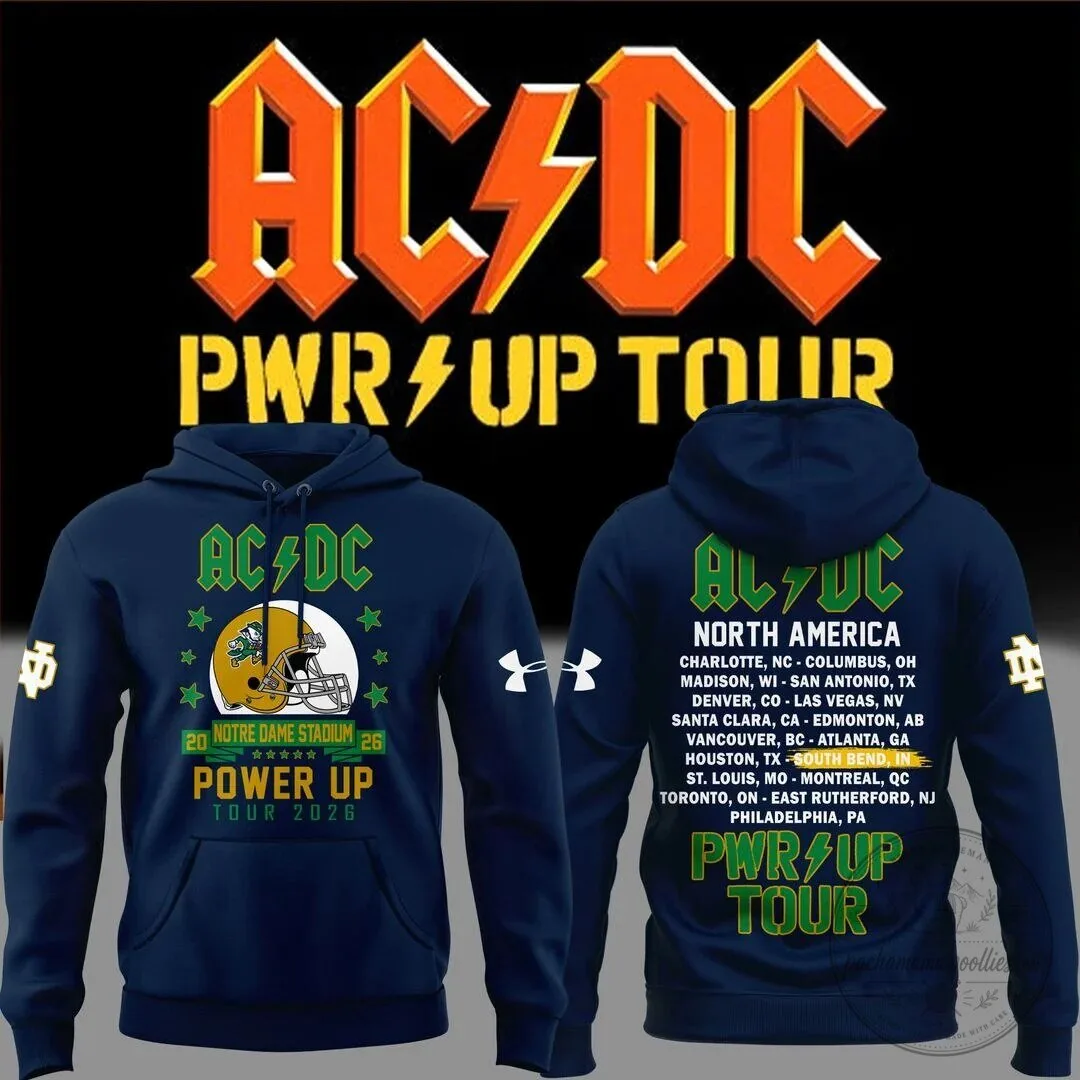 Notre Dame Football AC/DC Power Up Tour 2026 Concert Hoodie