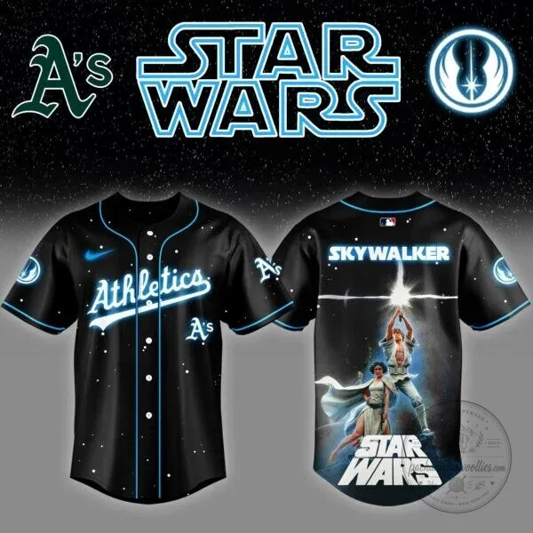 Luke Skywalker Star Wars Oakland Athletics Baseball Jersey 3 Luke Skywalker Star Wars Oakland Athletics Baseball Jersey