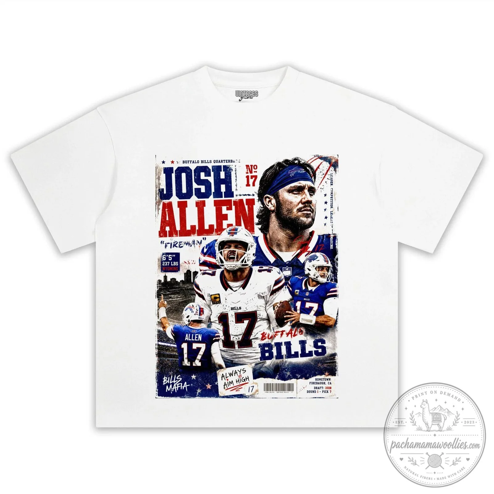 Josh Allen Buffalo Bills Quarterback Vintage Magazine Cover T-Shirt
