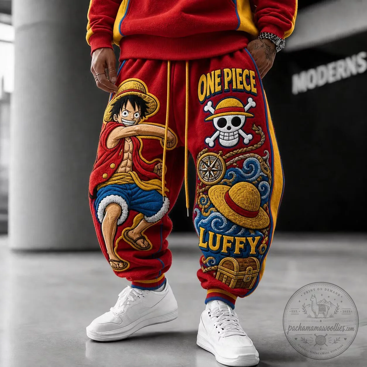 One Piece Monkey D. Luffy Pirate King Red Sweatpants