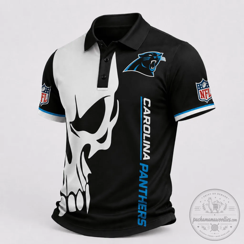 Carolina Panthers Skull Game Day National Football League Polo Shirt Carolina Panthers Skull Game Day National Football League Polo Shirt