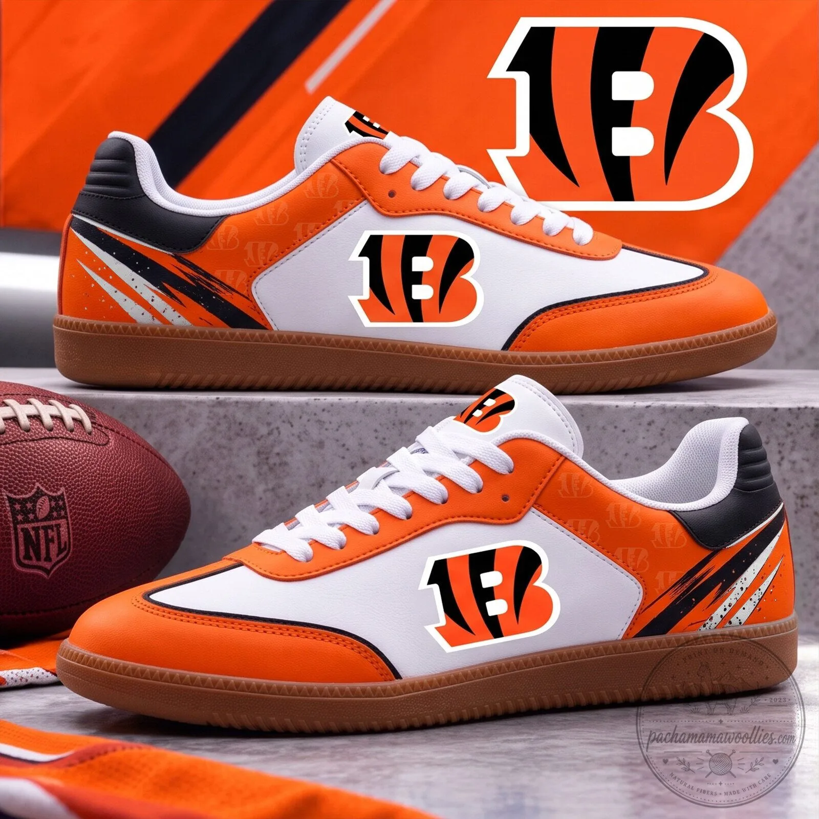 Cincinnati Bengals NFL Team Logo Orange and White Football Fan Shoes