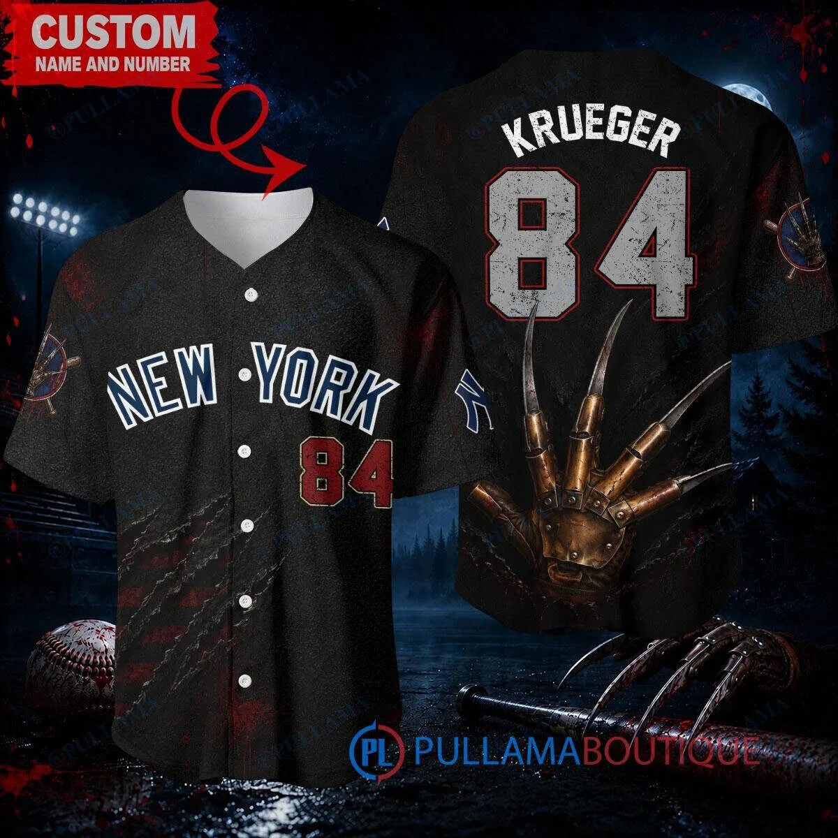Freddy Krueger New York Yankees Baseball Jersey