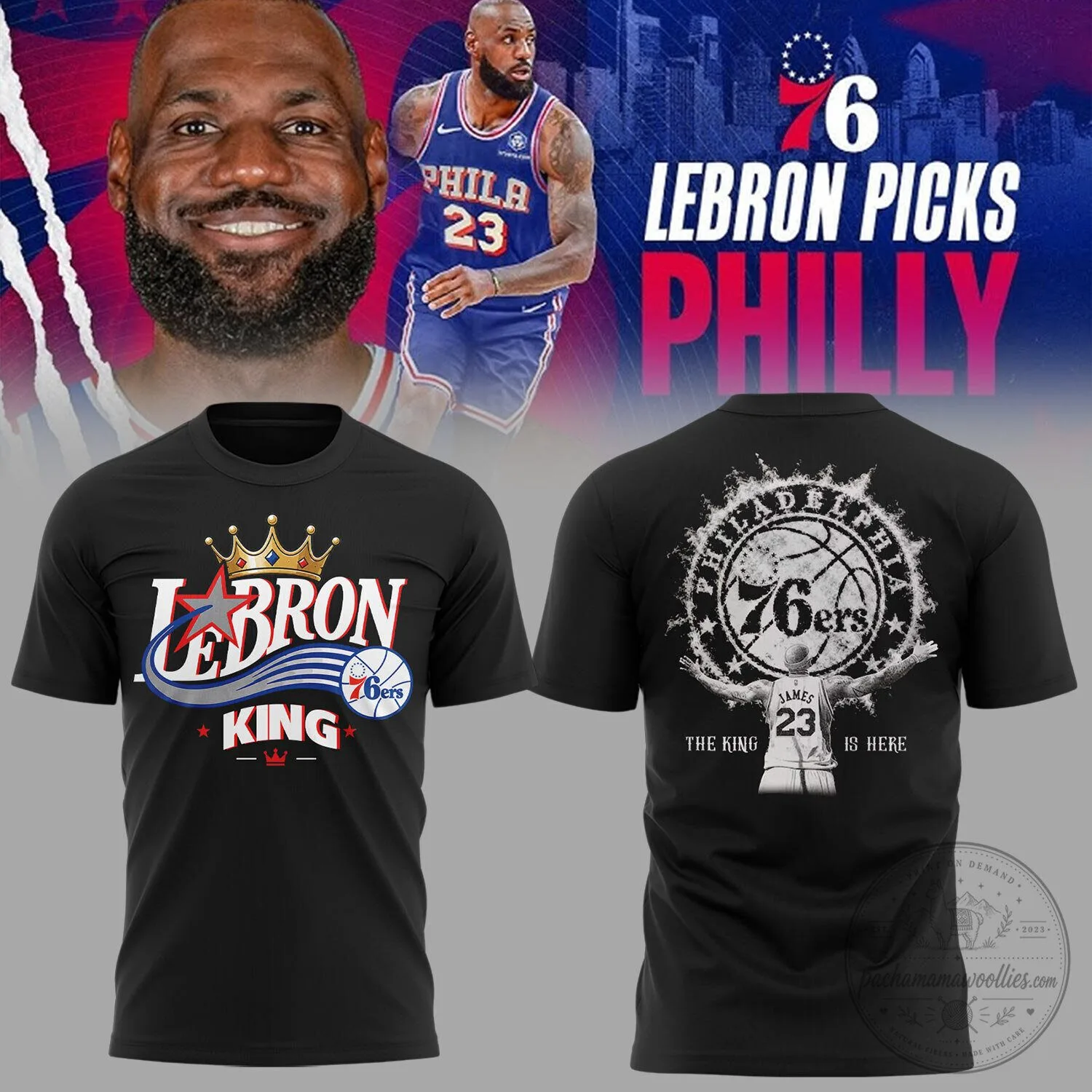LeBron James Sixers King Basketball Fan Black T-Shirt