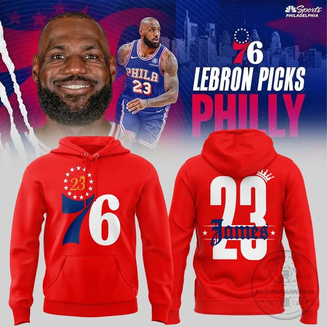 Philadelphia Sixers LeBron James Number 23 Red Basketball Hoodie