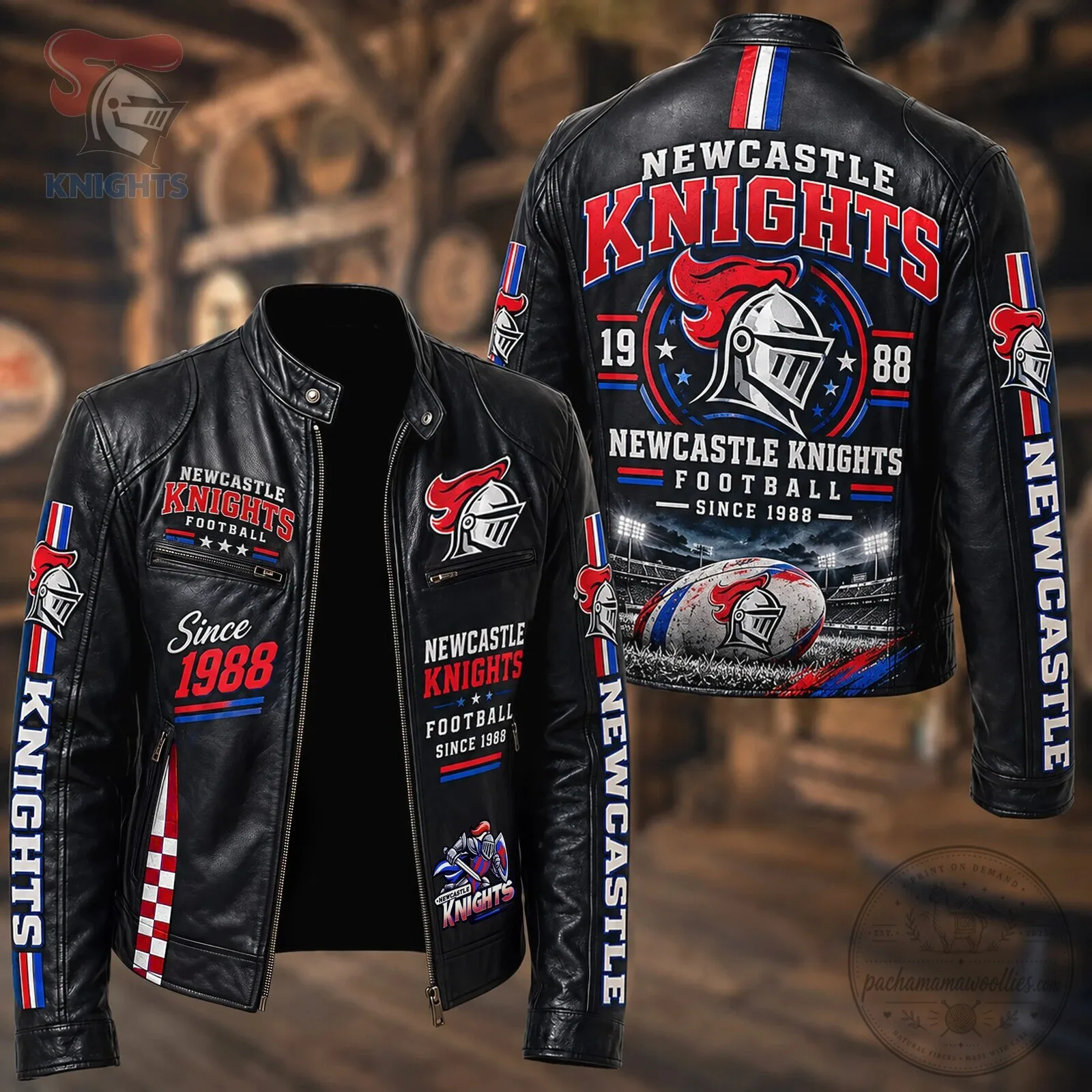 Newcastle Knights Football Since 1988 Rugby Team Leather Jacket