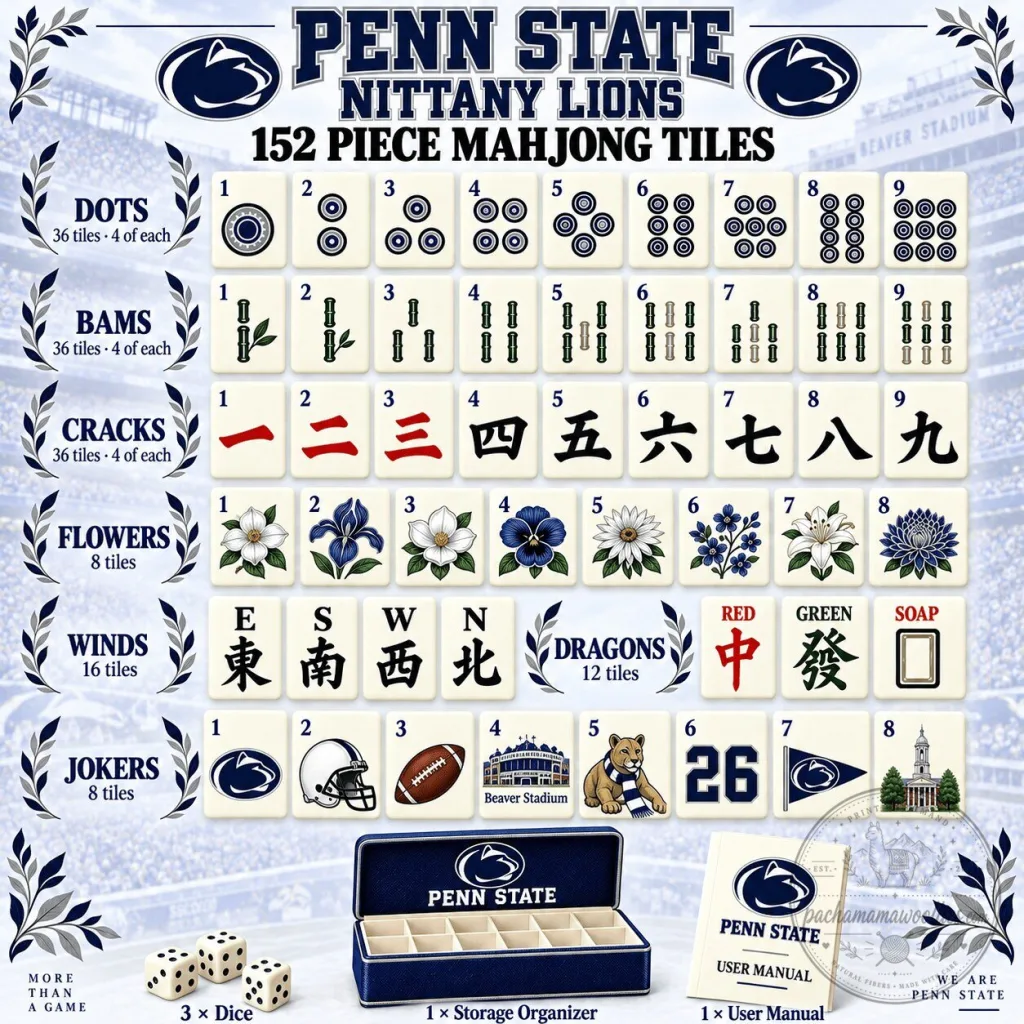 Penn State Nittany Lions 152 Piece Mahjong Tile Game Set Penn State Nittany Lions 152 Piece Mahjong Tile Game Set