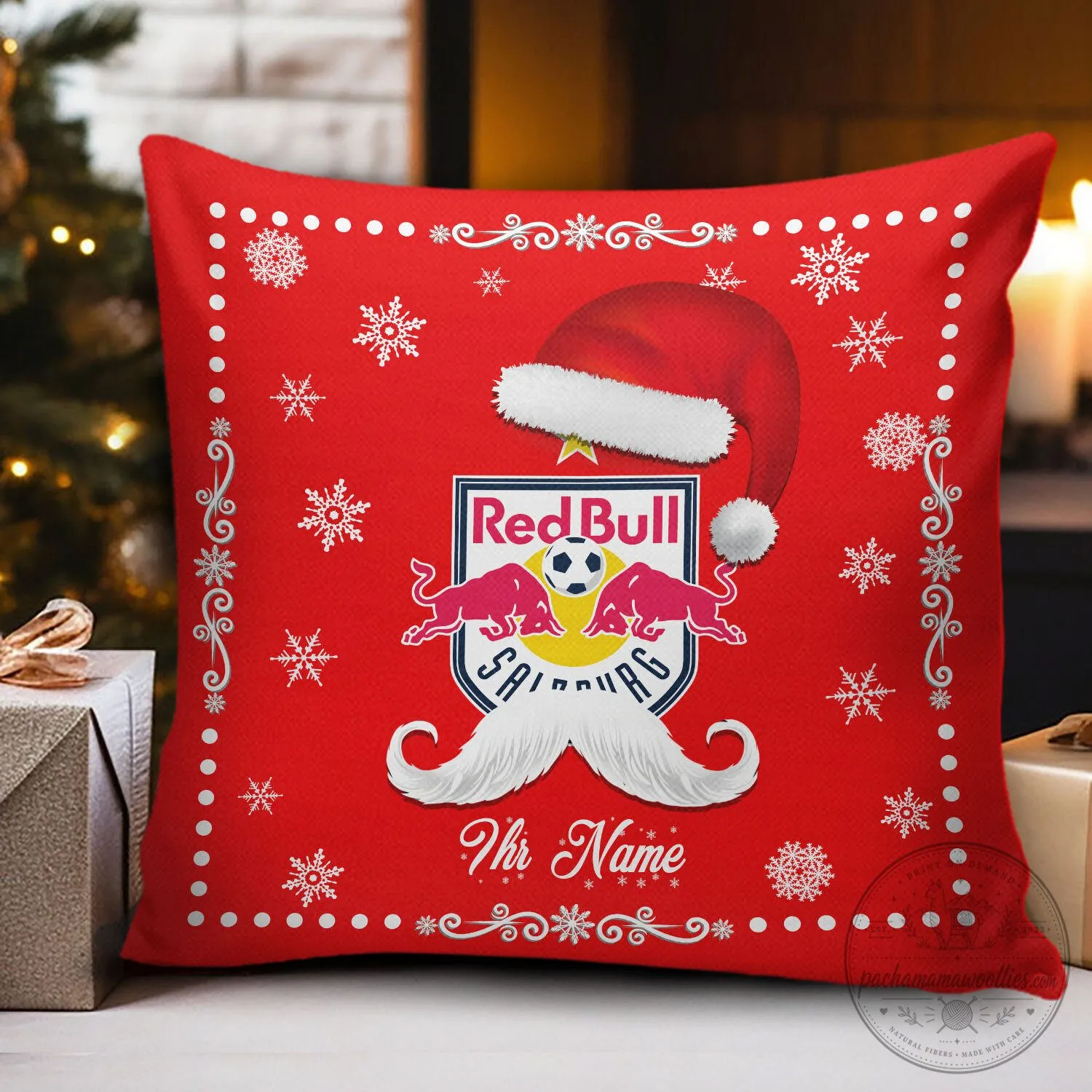 FC Red Bull Salzburg Christmas Santa Hat and Moustache Holiday Cushion Pillow