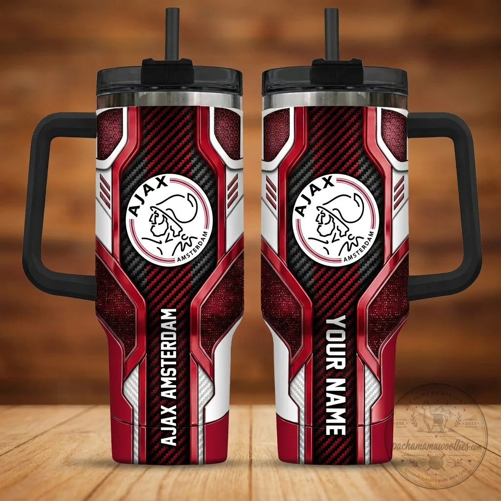 Ajax Amsterdam Football Club Personalized Red Tumbler with Handle