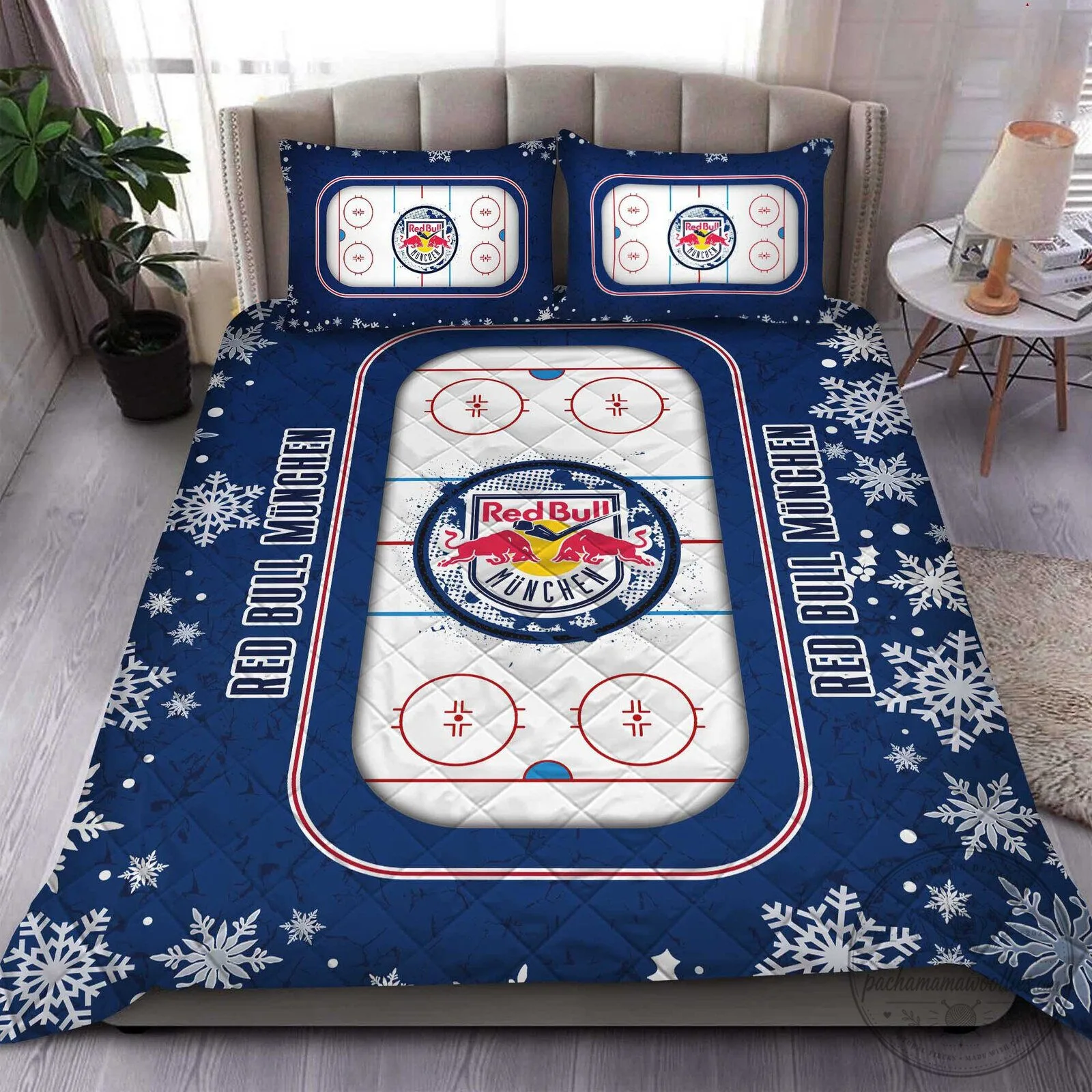 Red Bull München Ice Hockey Rink Quilt Bedding Set