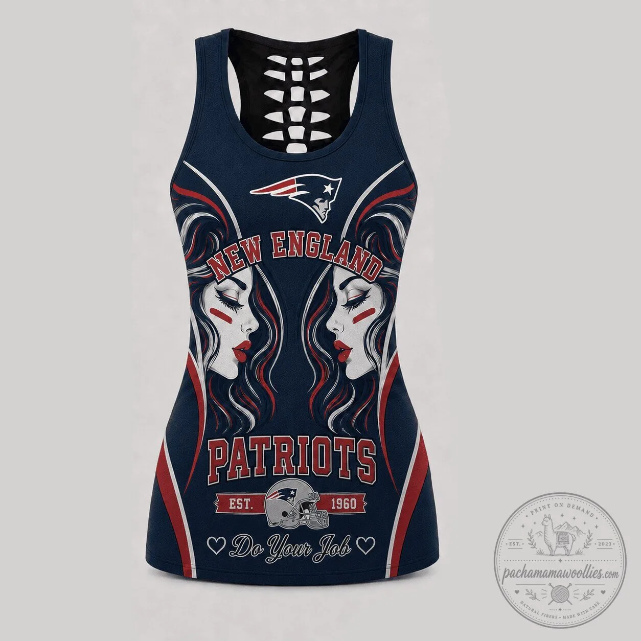 New England Patriots Women's Fashionable Tank Top with Cutout Back
