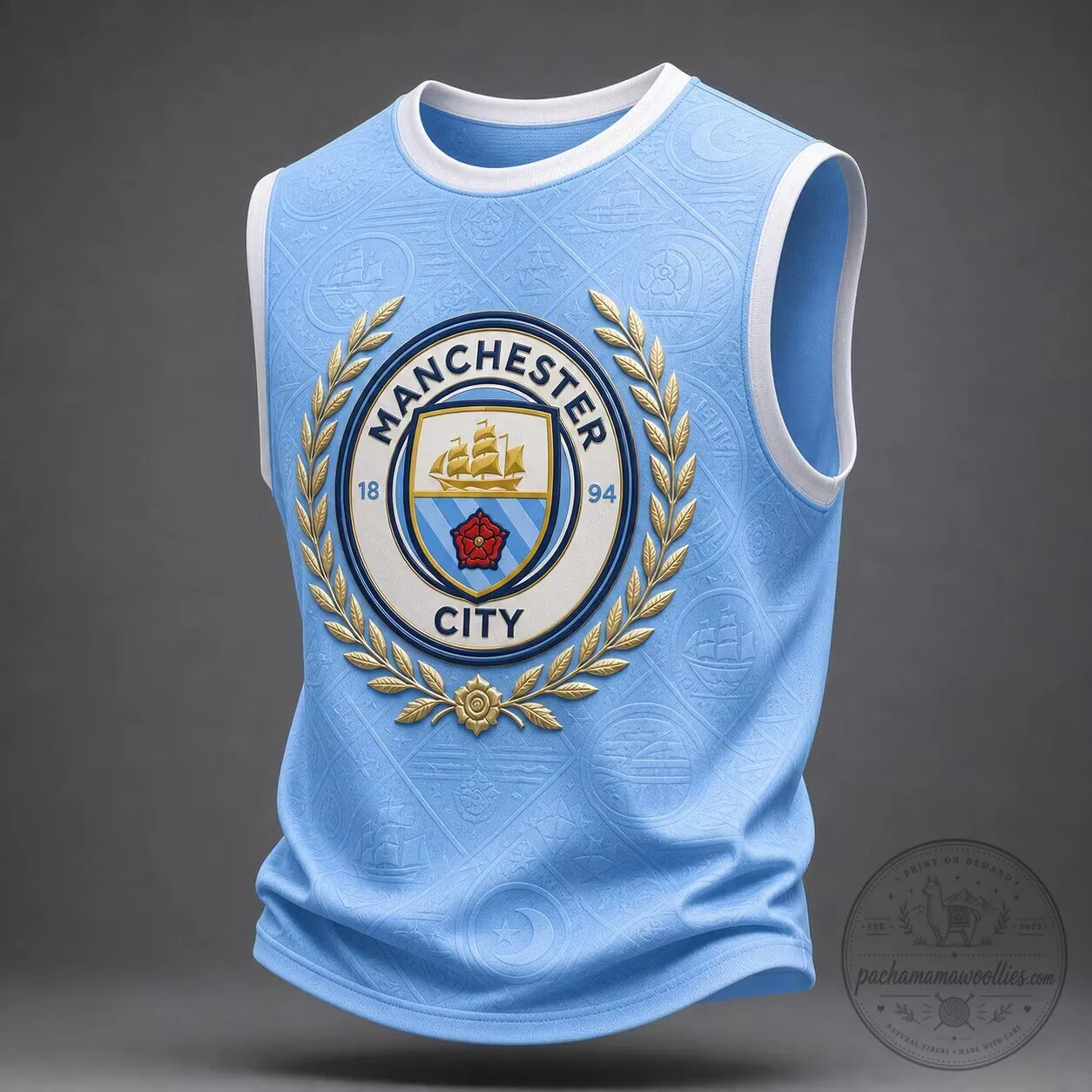 Manchester City Football Club Sky Blue Crest Sleeveless Tank Top 1 Manchester City Football Club Sky Blue Crest Sleeveless Tank Top