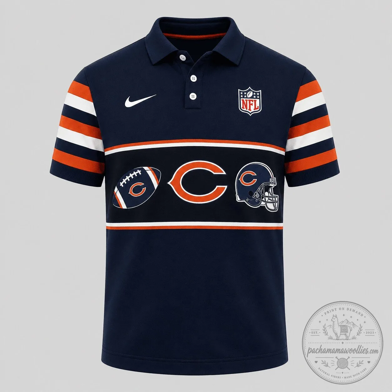Chicago Bears Polo Shirt NFL Football Game Day Retro Sports Apparel