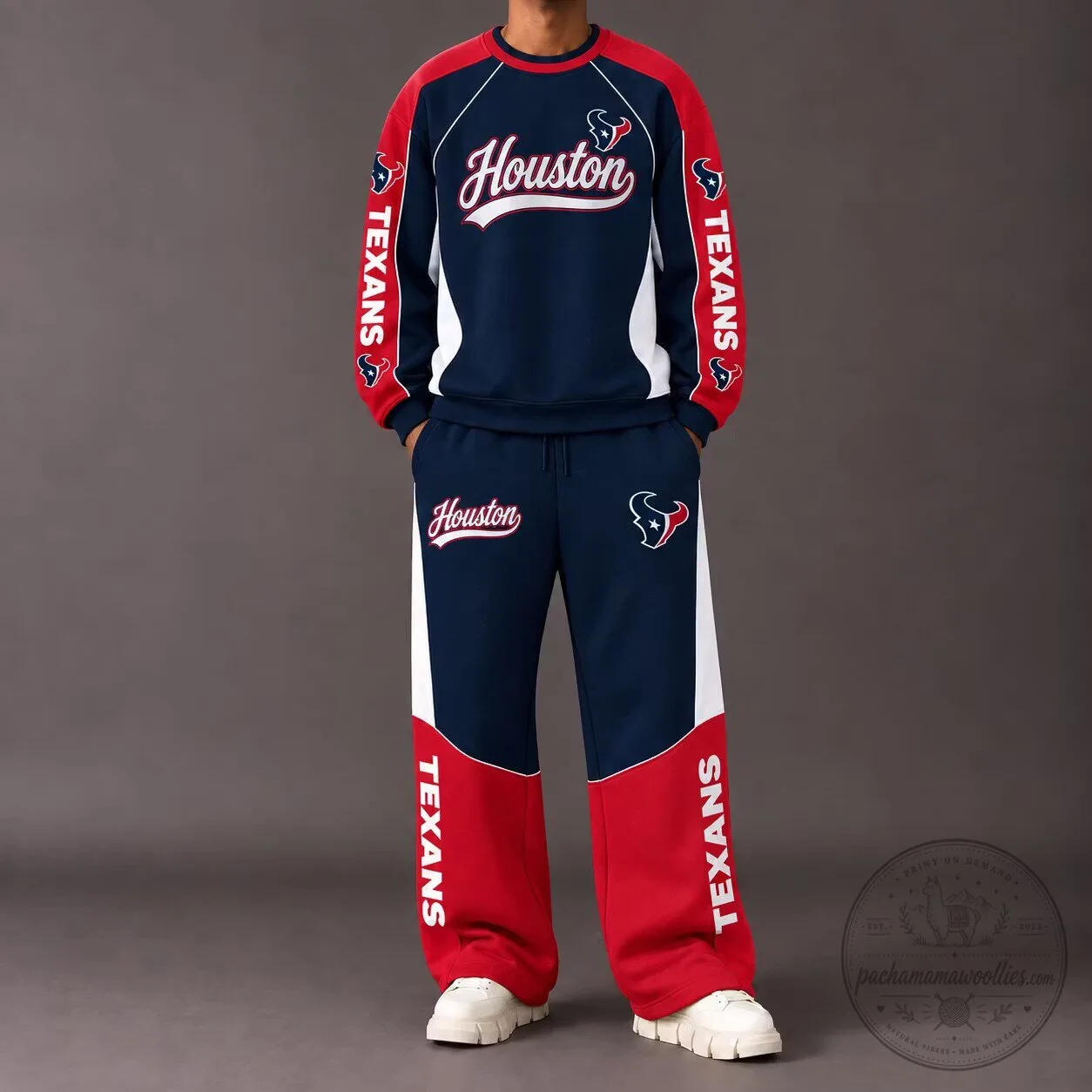 Houston Texans Unisex Adult Navy Blue Red White Sweatshirt and Pants Set