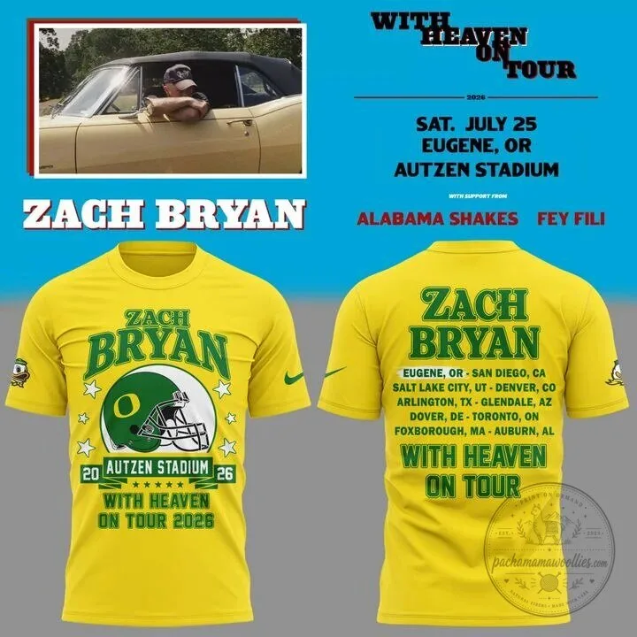2026 Oregon Football T-Shirt for Zach Bryan With Heaven On Tour