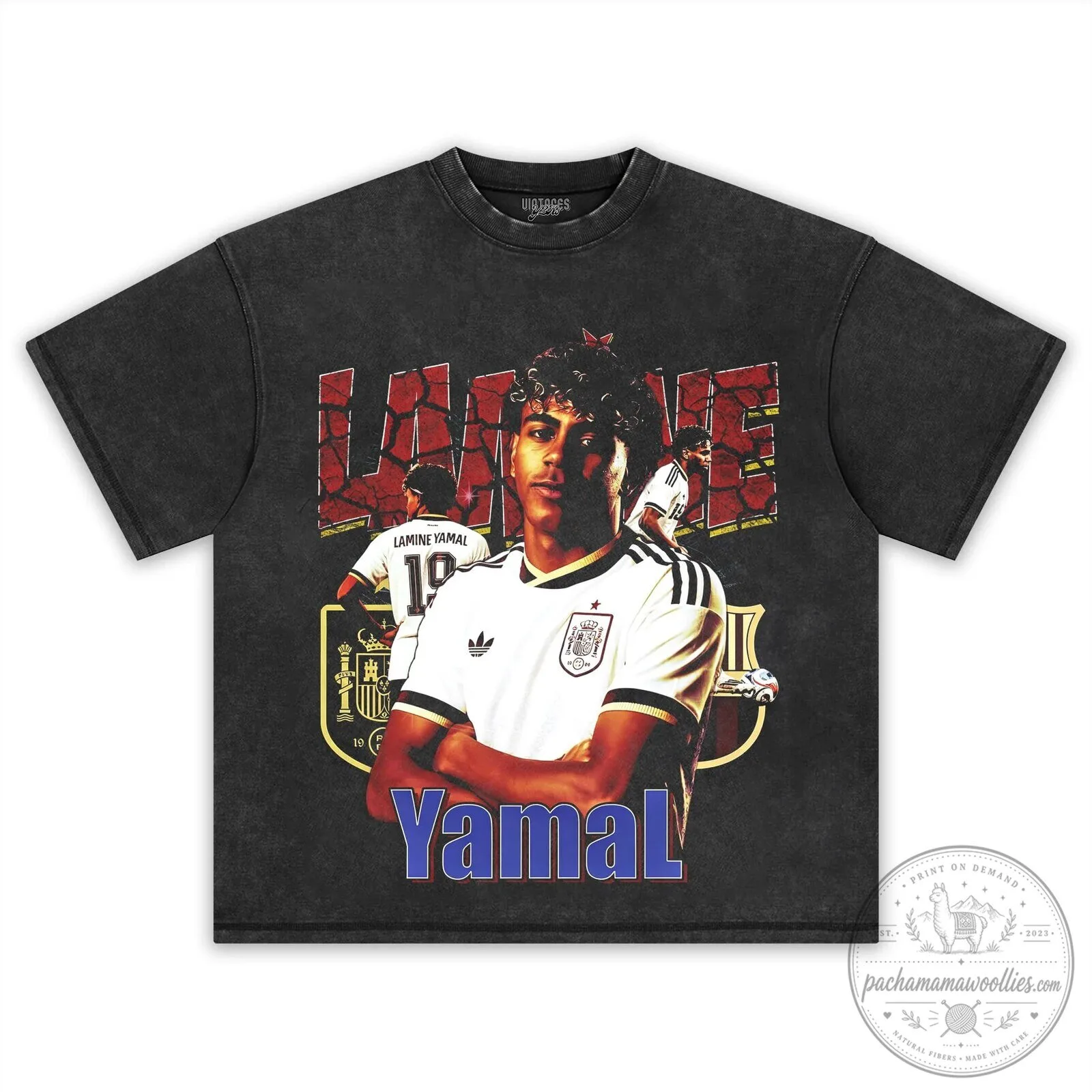 Graphic T-Shirt Featuring Vintage Style Football Player Lamine Yamal 8 Graphic T-Shirt Featuring Vintage Style Football Player Lamine Yamal