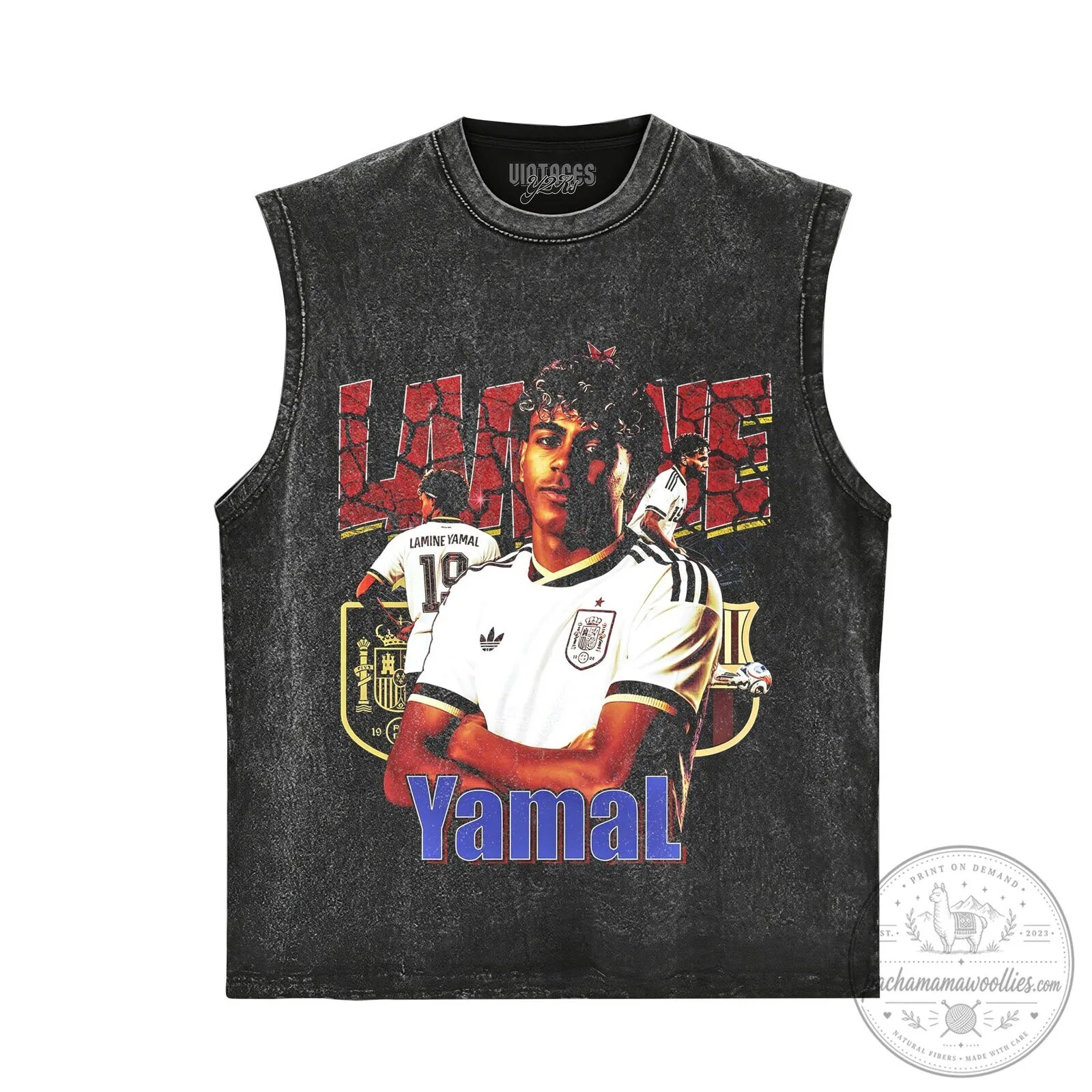 Graphic T-Shirt Featuring Vintage Style Football Player Lamine Yamal 9 Graphic T-Shirt Featuring Vintage Style Football Player Lamine Yamal
