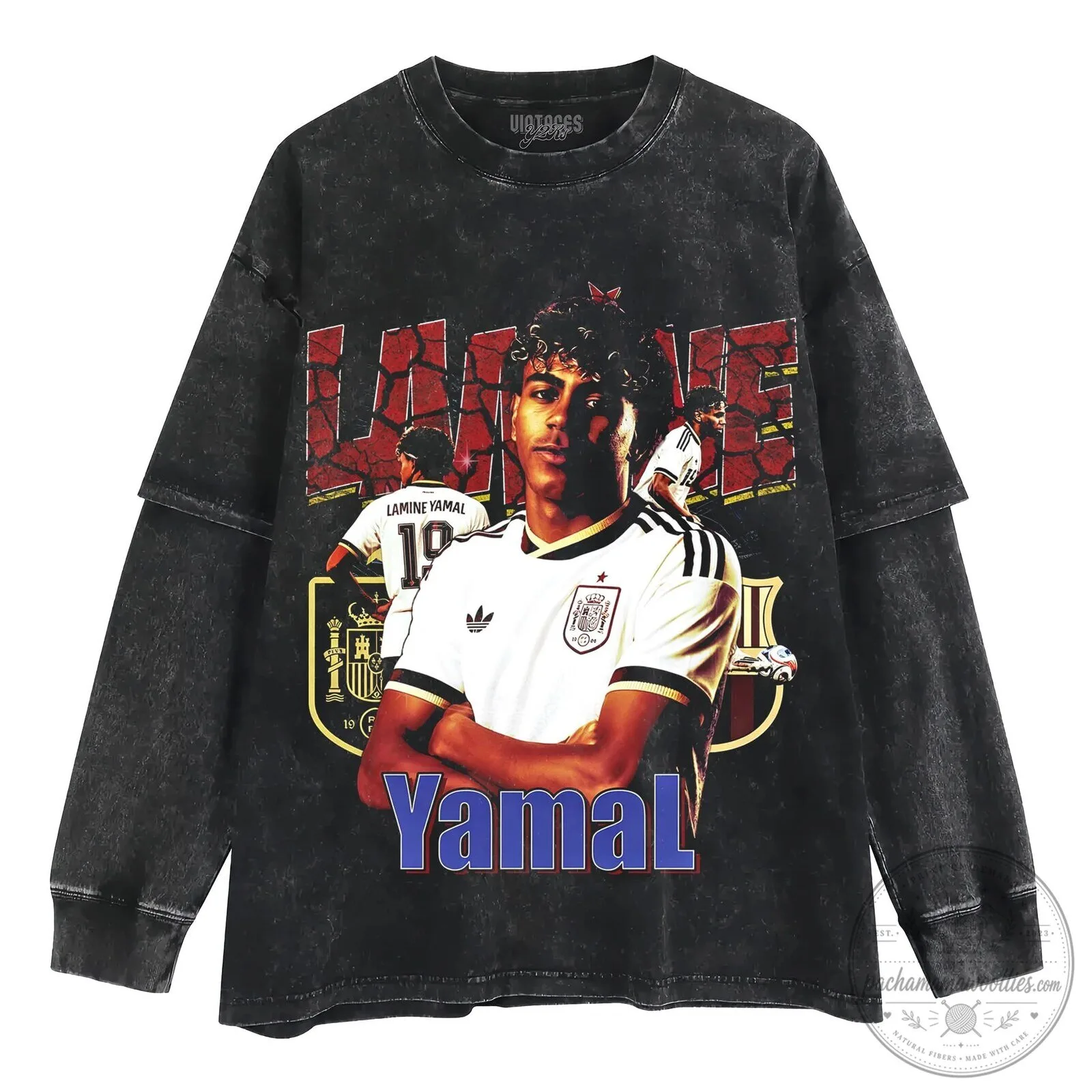 Graphic T-Shirt Featuring Vintage Style Football Player Lamine Yamal 10 Graphic T-Shirt Featuring Vintage Style Football Player Lamine Yamal