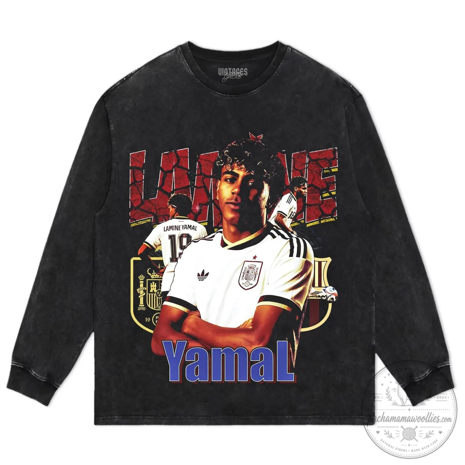 Graphic T-Shirt Featuring Vintage Style Football Player Lamine Yamal 12 Graphic T-Shirt Featuring Vintage Style Football Player Lamine Yamal