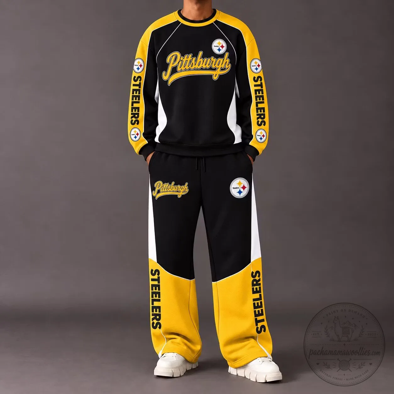 Pittsburgh Steelers Football Team Black and Gold Crewneck Sweatshirt