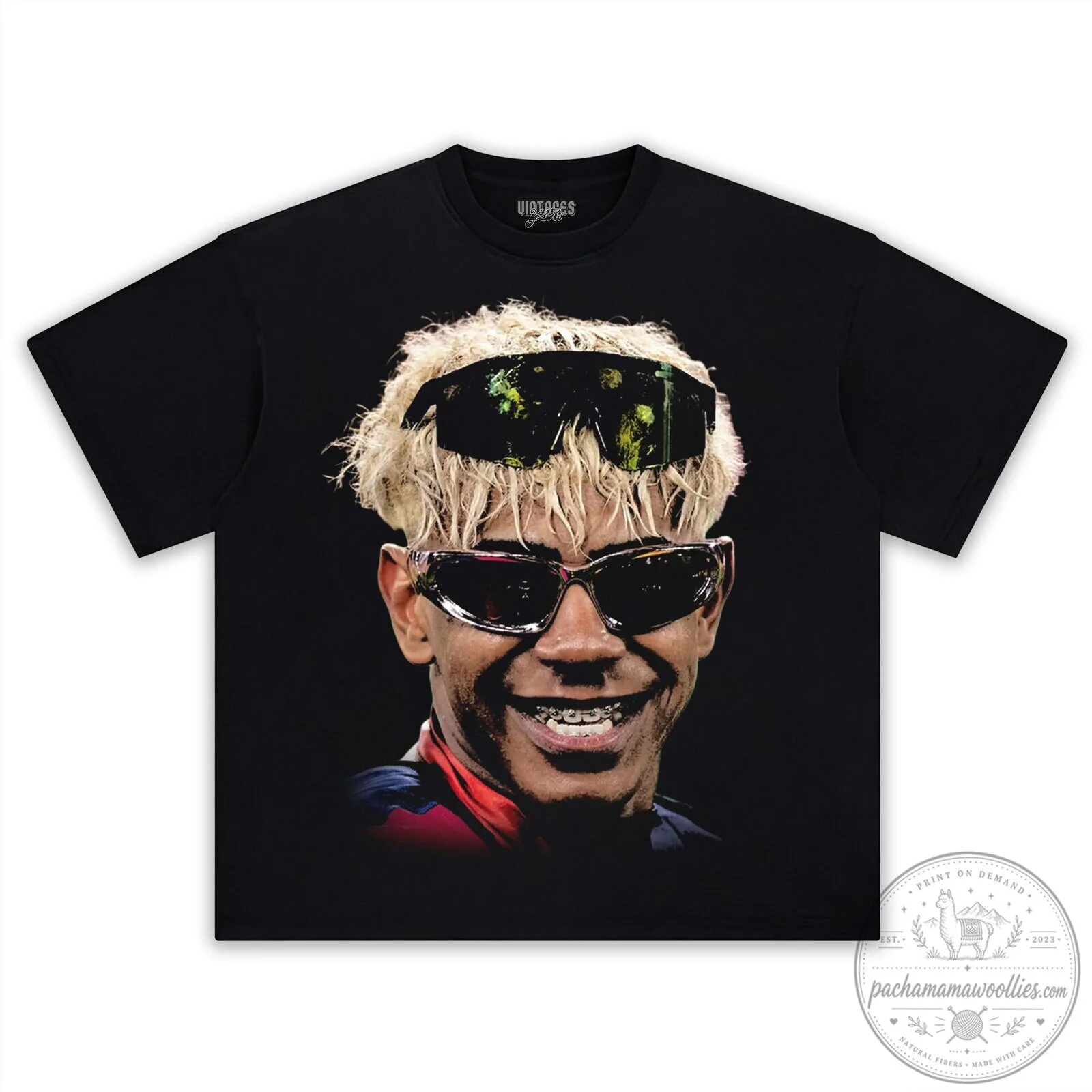 Lamine Yamal Football Player Portrait Graphic Black T-Shirt