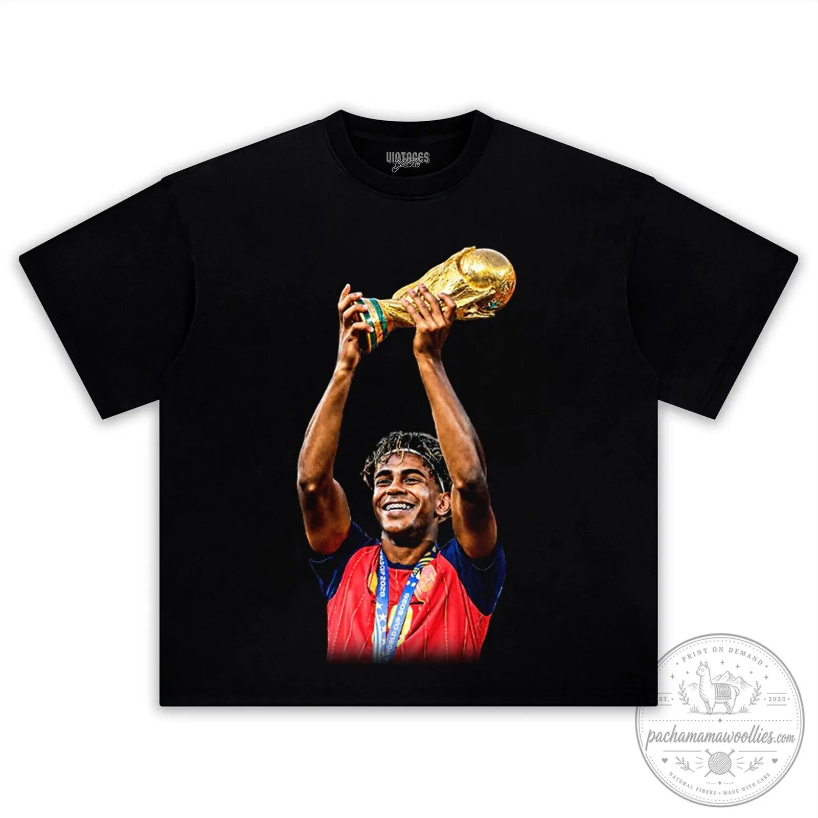 Lamine Yamal Crowned World Cup Champion Black Graphic T-Shirt