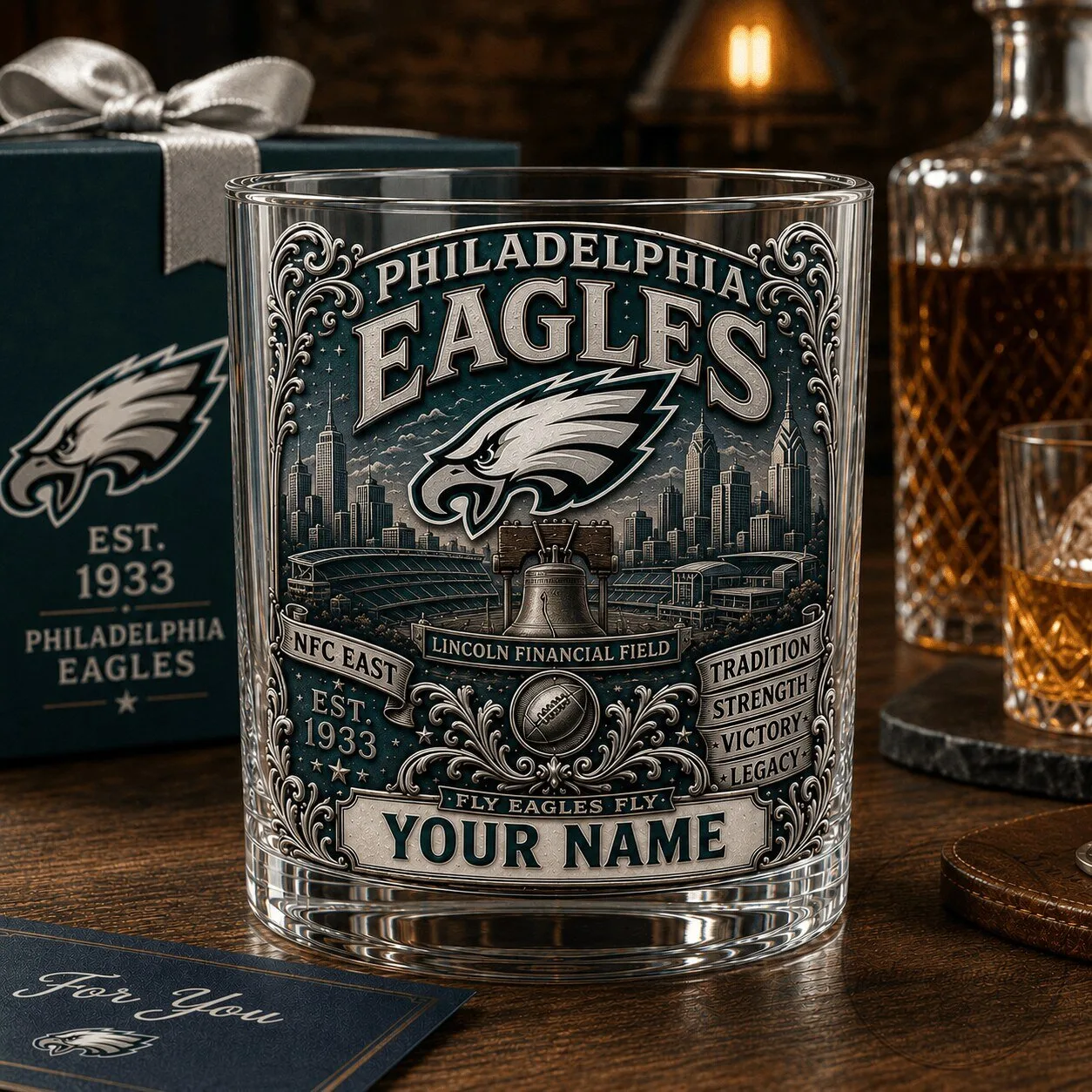 Philadelphia Eagles National Football League Personalized Whiskey Glass