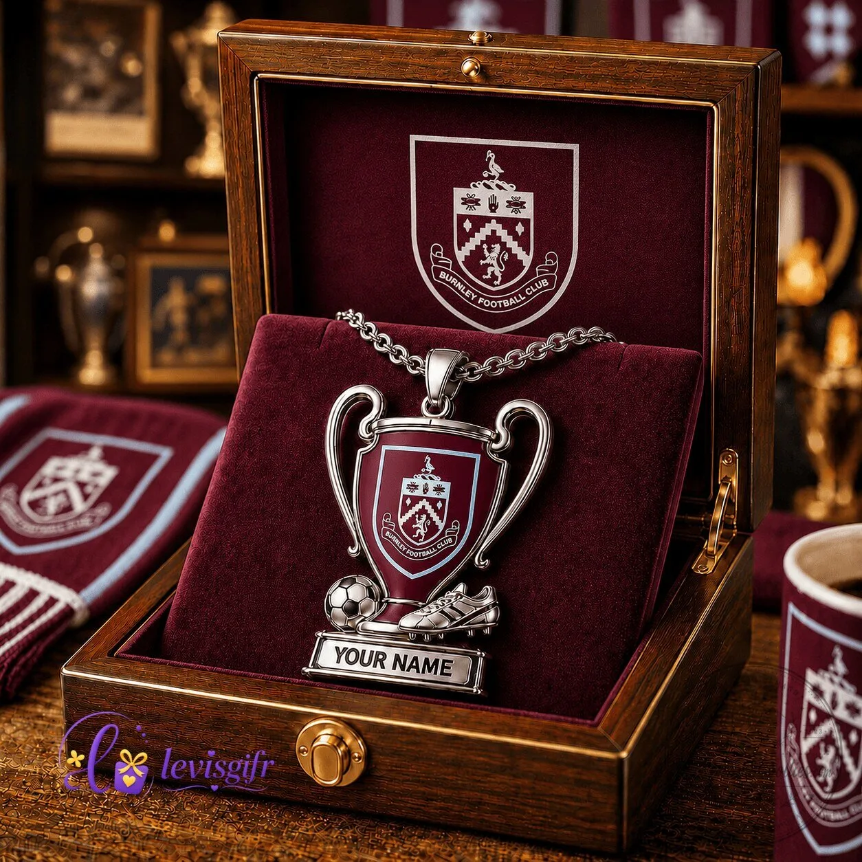 Burnley Football Club Trophy Pendant Necklace Personalized Gift For Fan