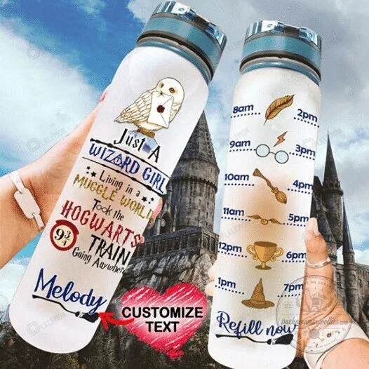 Harry Potter Just A Wizard Girl Water Bottle with Time Marker