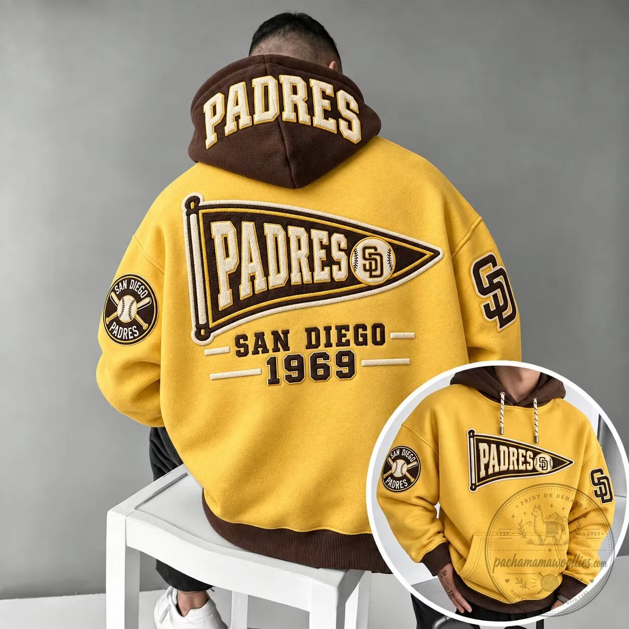 San Diego Padres Baseball Team Logo Yellow Hoodie 1 San Diego Padres Baseball Team Logo Yellow Hoodie