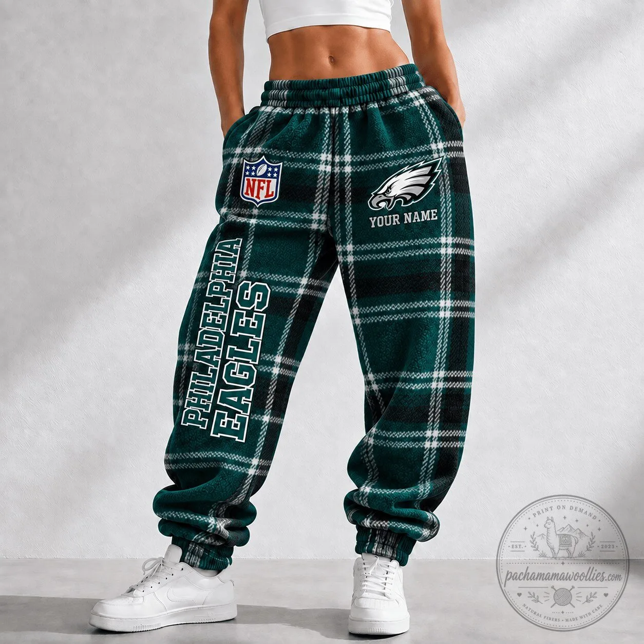 Philadelphia Eagles Fan Custom Name Plaid Fleece Pants 1 Philadelphia Eagles Fan Custom Name Plaid Fleece Pants