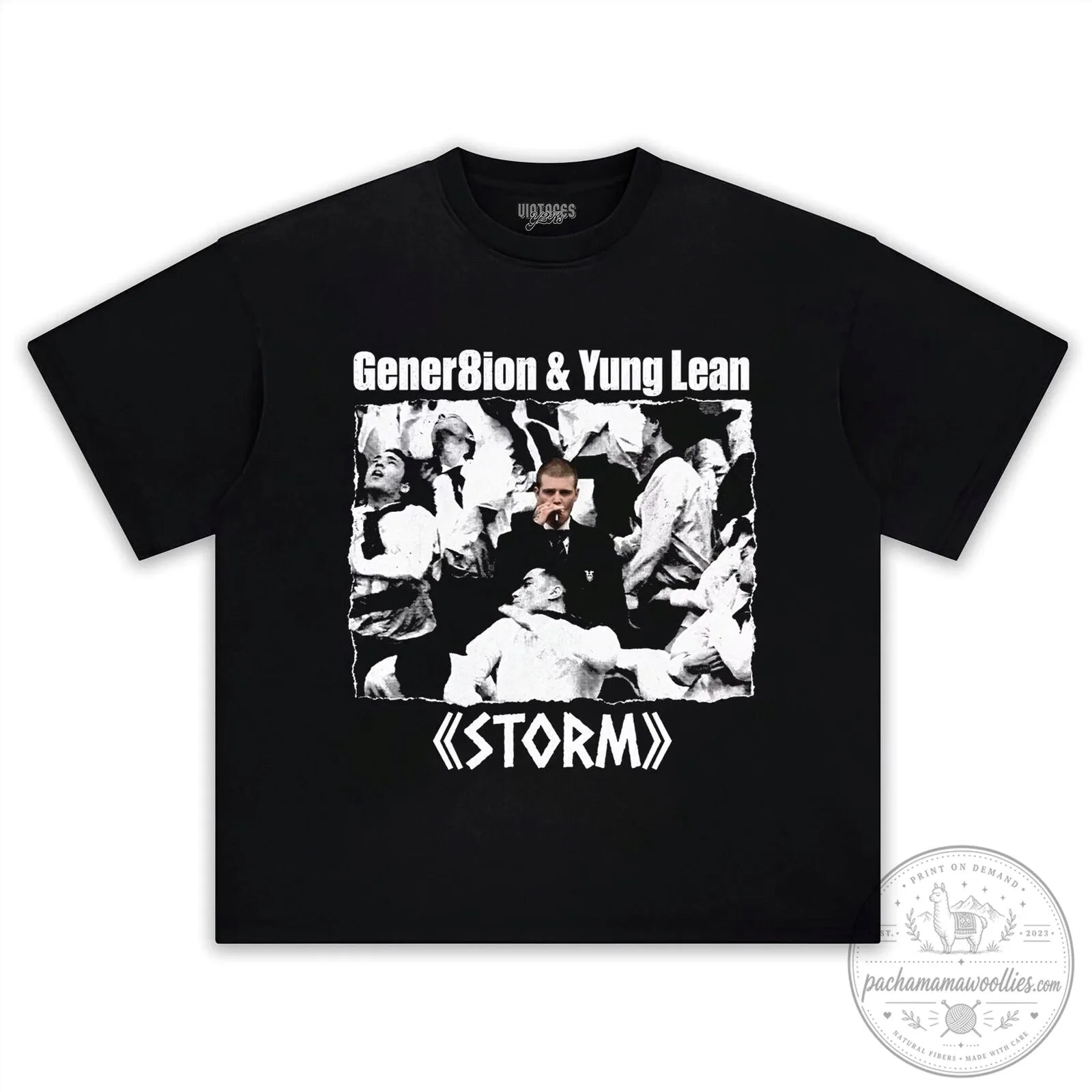 Gener8ion and Yung Lean Storm Music Concert Black Graphic T-Shirt