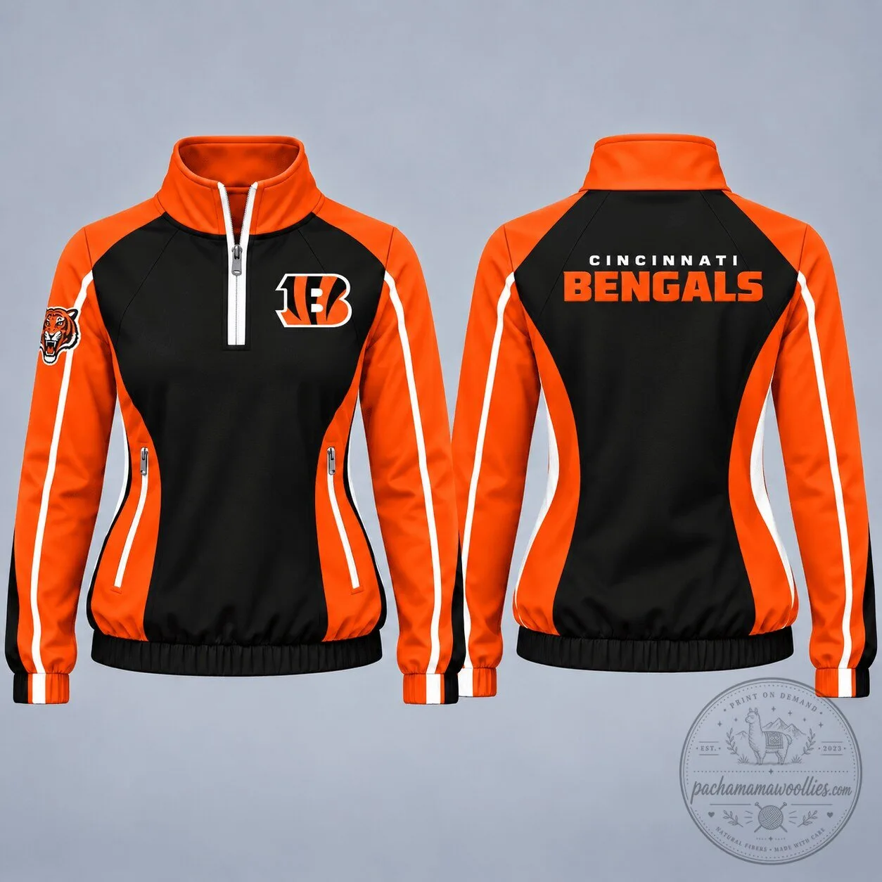 Cincinnati Bengals NFL Colorblock Quarter-Zip Pullover Jacket
