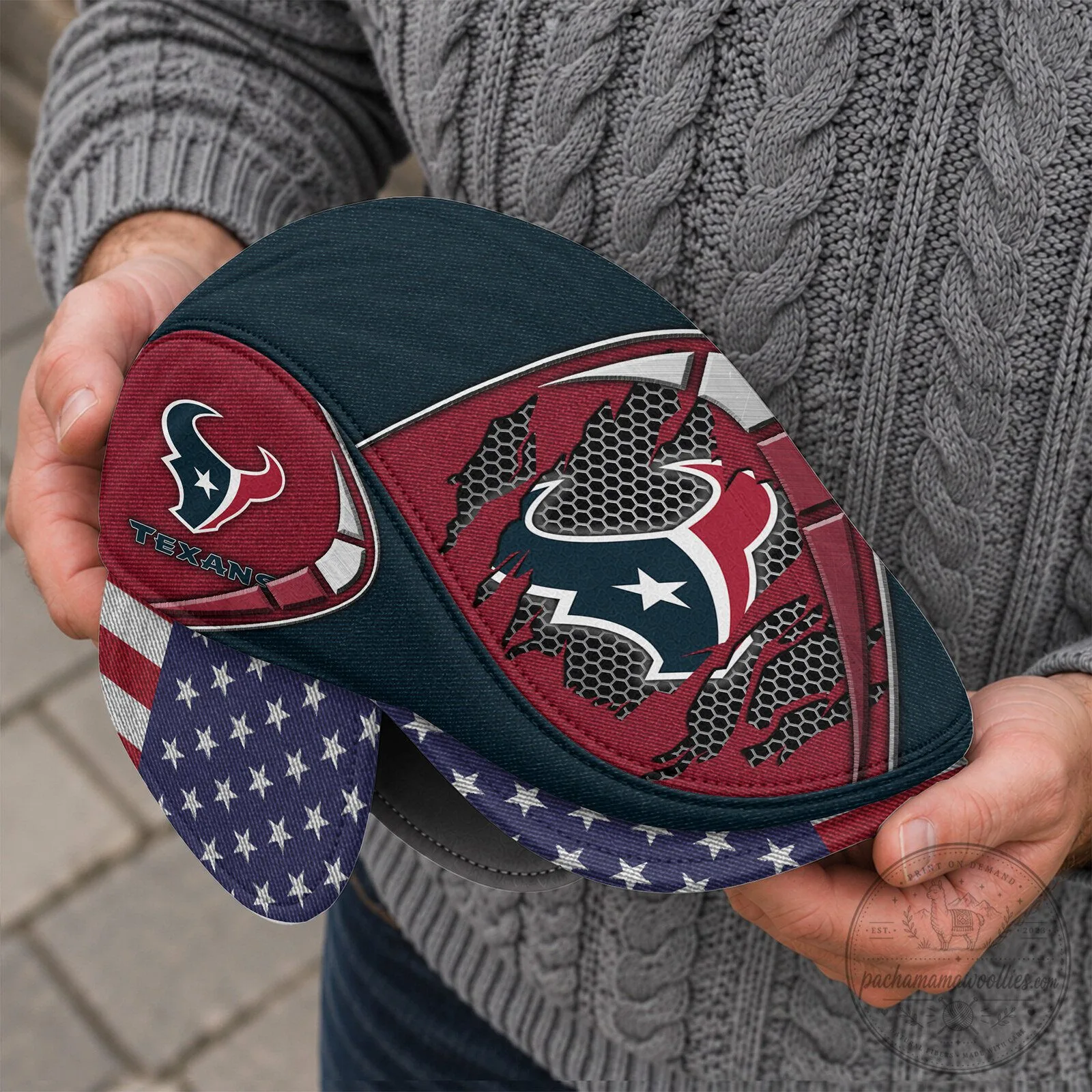 Houston Texans American Flag Ear Flap Flat Cap Hat 6 Houston Texans American Flag Ear Flap Flat Cap Hat