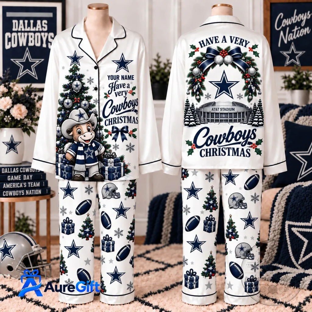 Dallas Cowboys Christmas Personalized Long Sleeve Pajamas Set Dallas Cowboys Christmas Personalized Long Sleeve Pajamas Set