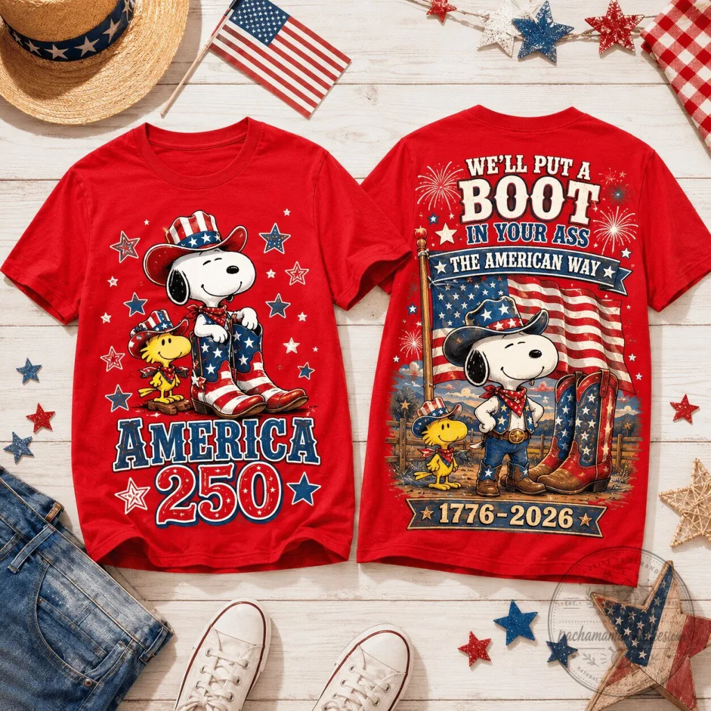 Fourth of July Snoopy Patriotic Stars and Stripes America 250 T-Shirt Fourth of July Snoopy Patriotic Stars and Stripes America 250 T-Shirt