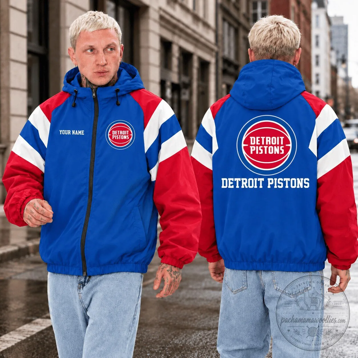 Detroit Pistons NBA Basketball Team Custom Name Fan Jacket