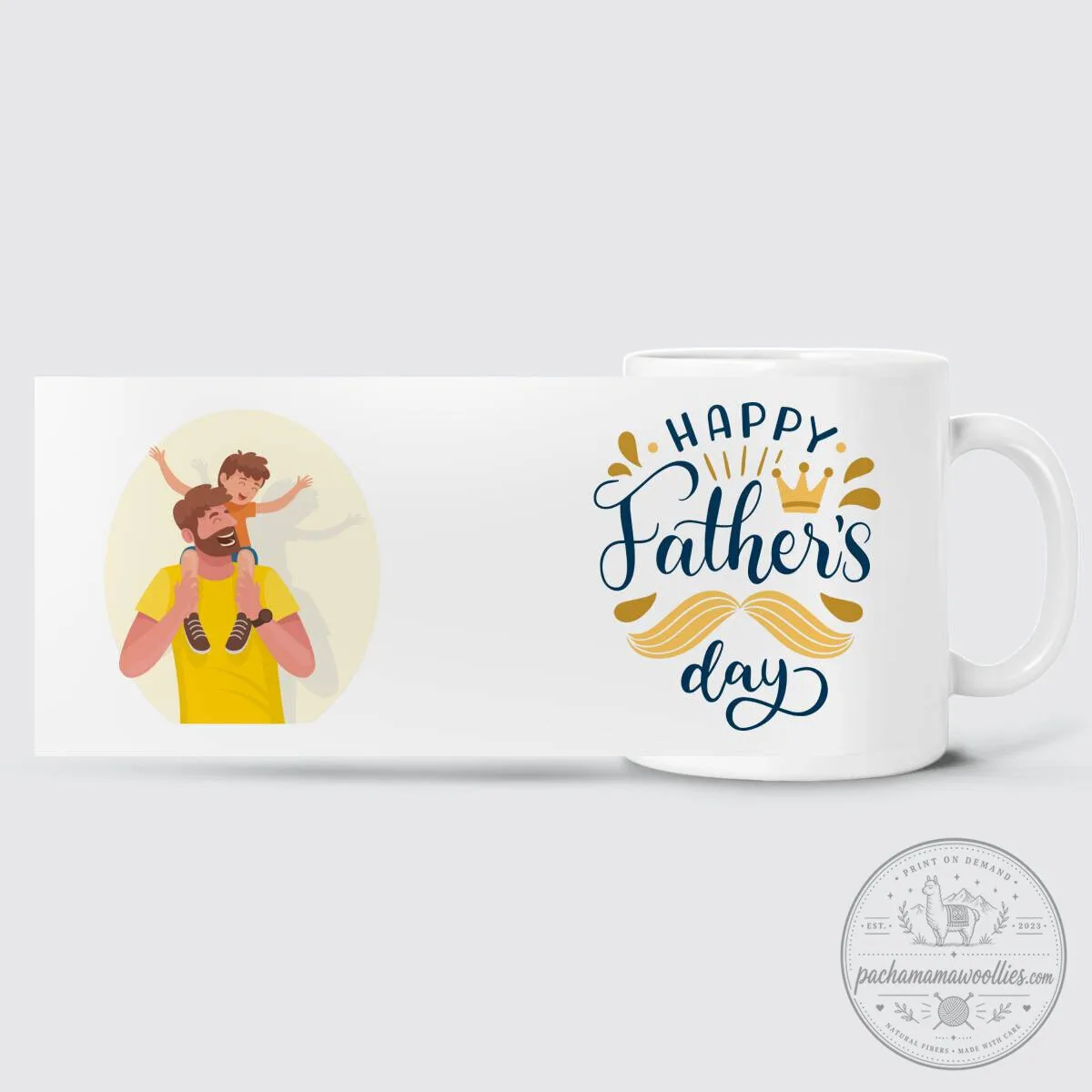 Happy Father's Day Crown and Mustache White Coffee Mug 1 Happy Father
