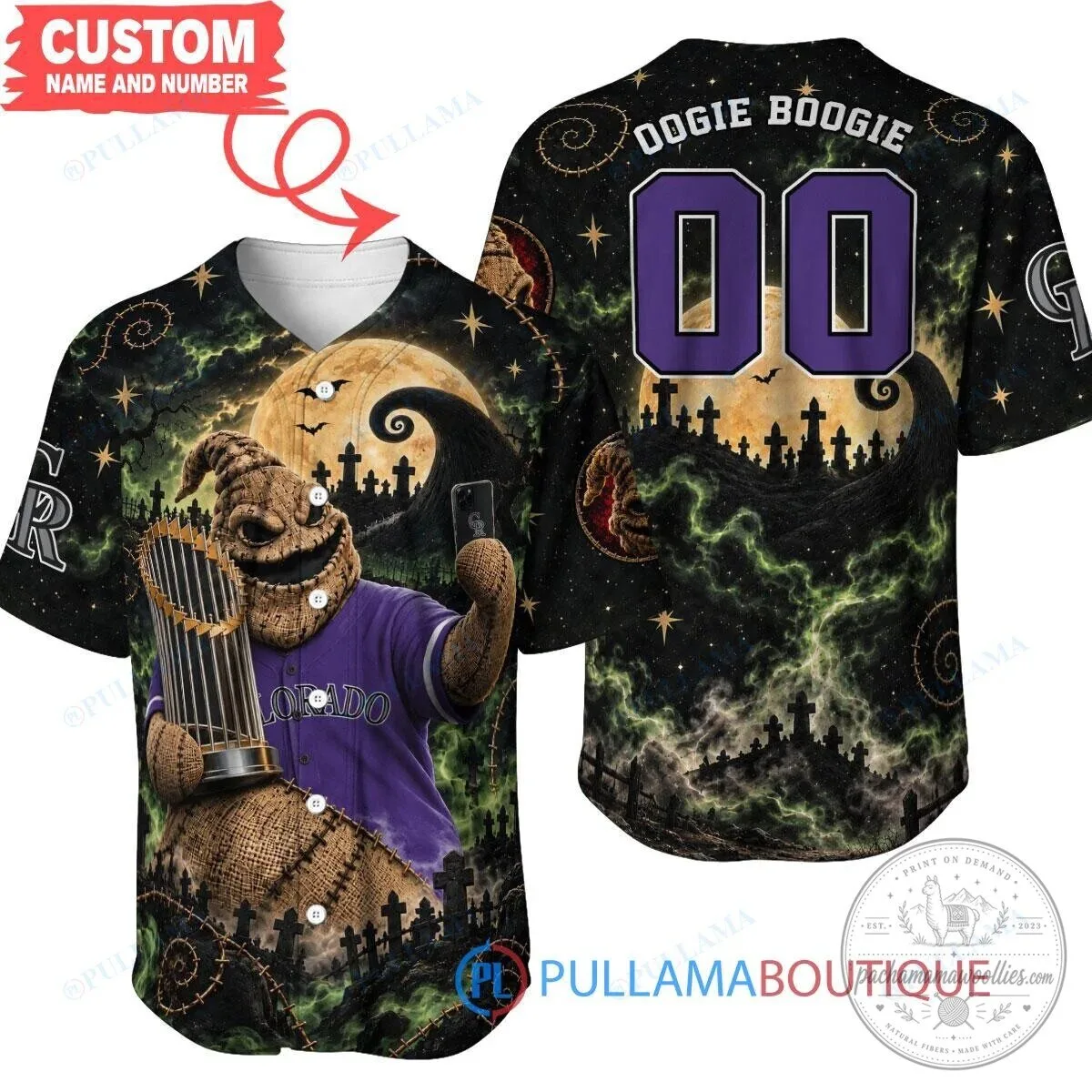 Oogie Boogie Colorado Rockies Baseball Jersey Halloween Nightmare Before Christmas