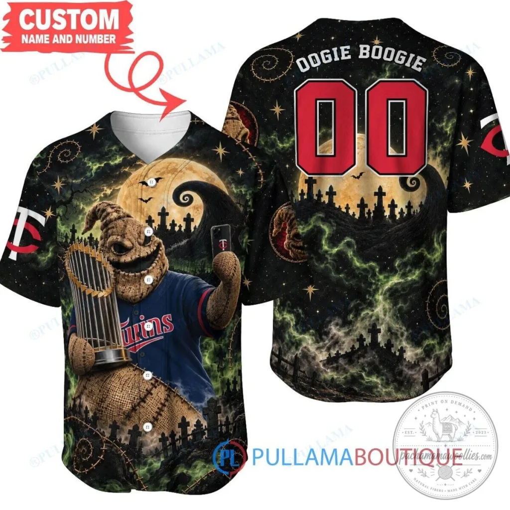 Minnesota Twins Oogie Boogie Halloween Baseball Jersey Minnesota Twins Oogie Boogie Halloween Baseball Jersey