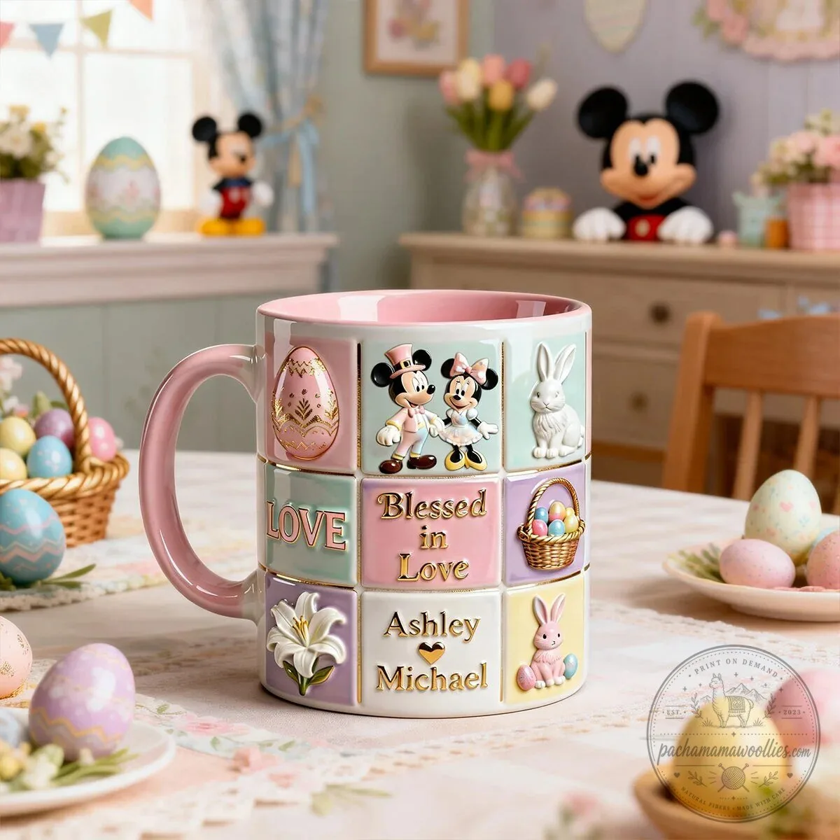 Mickey Mouse Minnie Mouse Blessed In Love Personalized Easter Mug 6 Mickey Mouse Minnie Mouse Blessed In Love Personalized Easter Mug
