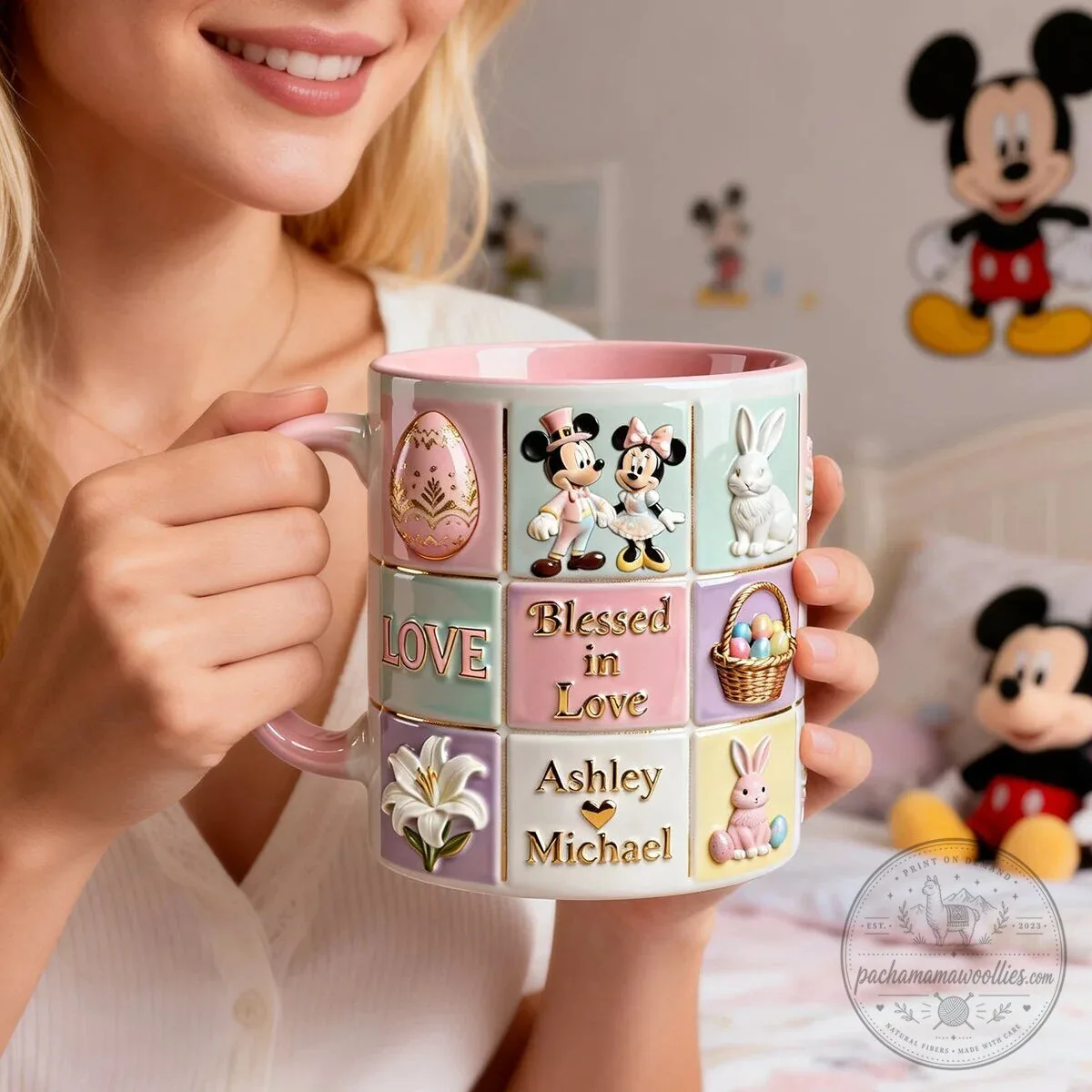 Mickey Mouse Minnie Mouse Blessed In Love Personalized Easter Mug 7 Mickey Mouse Minnie Mouse Blessed In Love Personalized Easter Mug
