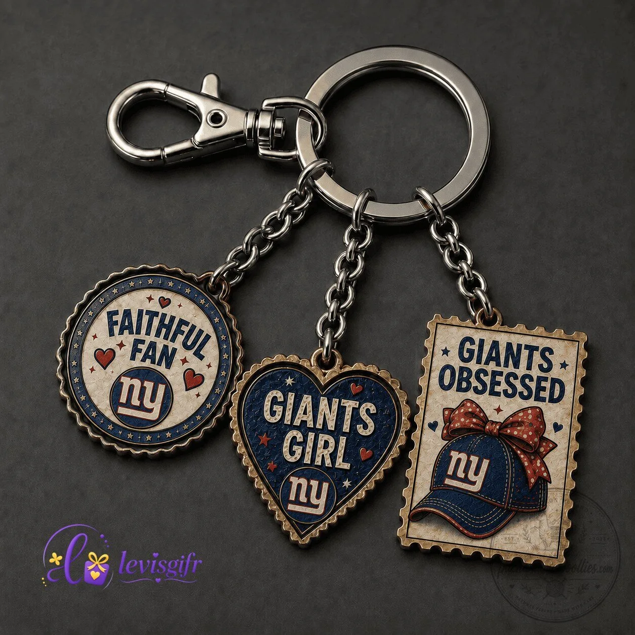 New York Giants NFL Football Team Fan Heart Shaped Keychain
