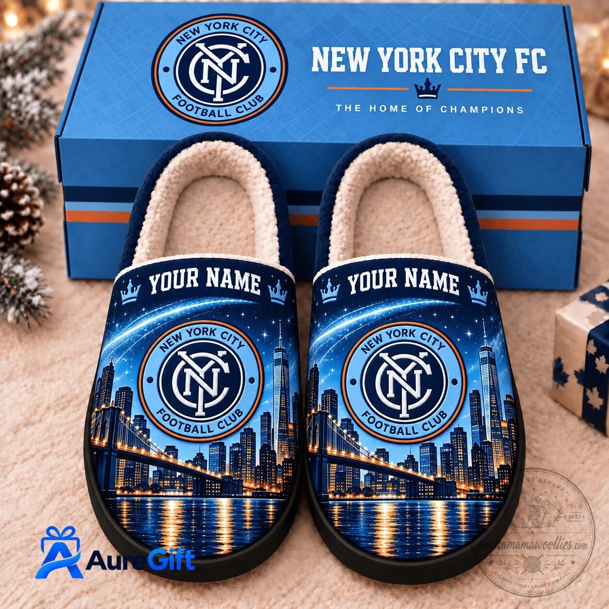 New York City FC Personalized Football Club Slippers